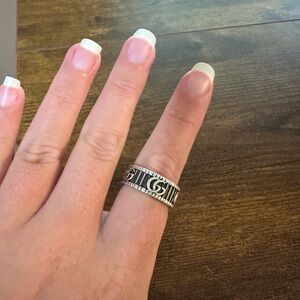 Gucci Sterling Silver Ring with double G